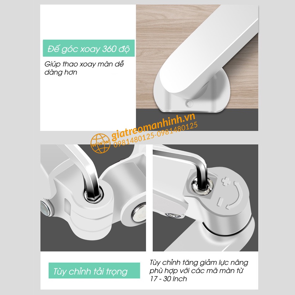 Giá Treo Màn Hình 17 - 30 inch Smart Monitor M5 - Tải trọng 9Kg - Xoay 360 Độ / Lắp Đặt Kẹp vs Vít Xuyên Bàn