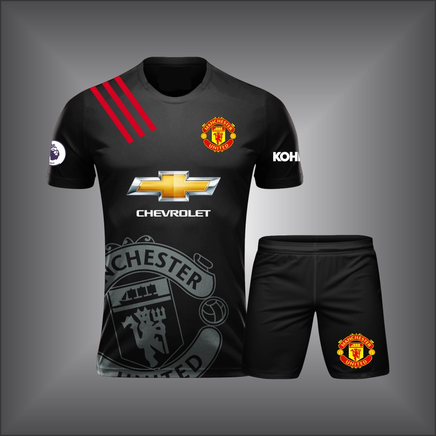 Đồ thể thao đá banh thiết kế màu đen thun lạnh thoáng mát co giãn 4 chiều