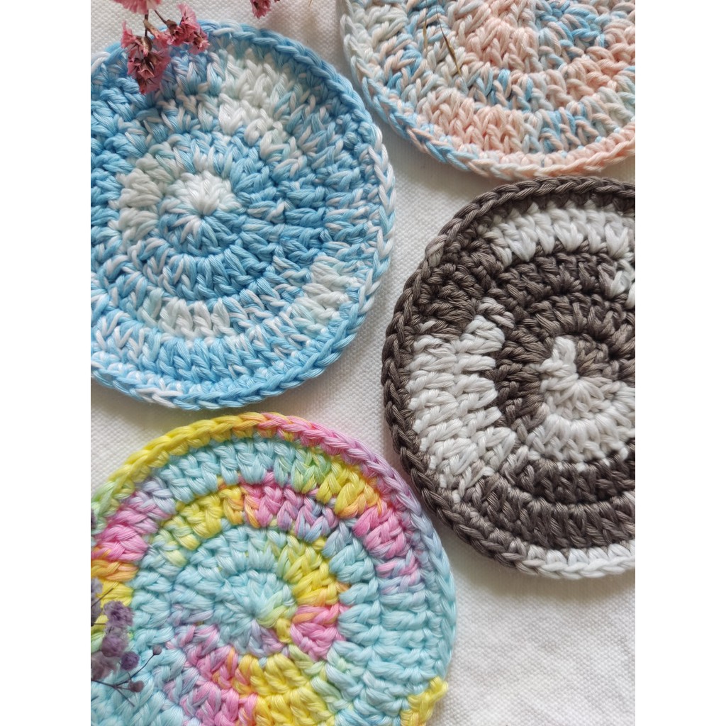 Đế lót cốc miếng lót ly thấm nước màu loang hình tròn handmade từ vải len màu loang cực dễ thương