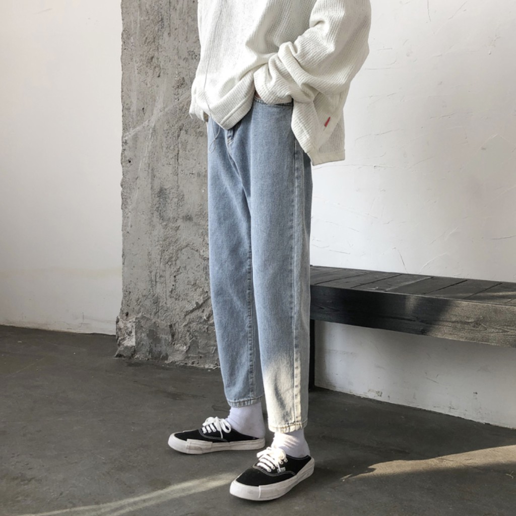Quần Jean Baggy Nam chất đẹp ống Rộng Màu Xanh Nhạt  Unisex Hot 2021-B002