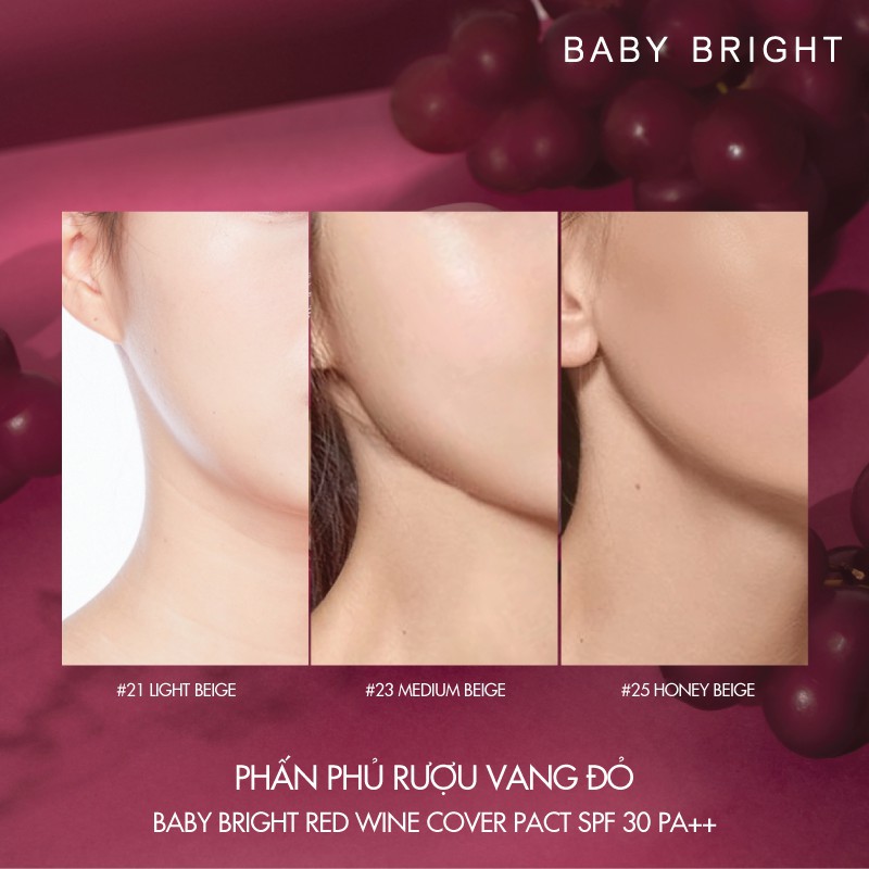 [NEW] Phấn Phủ Baby Bright Red Wine Cover Pact Cho Da Trắng Sáng SPF 30 PA++