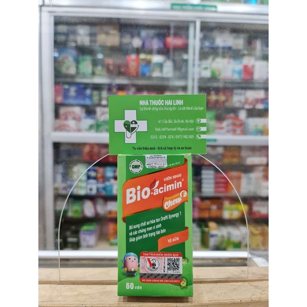 [CHÍNH HÃNG] Viên nhai BIO-ACIMIN CHEW F vị sữa [Hộp 60 viên] - Bổ sung chất xơ, hết táo bón
