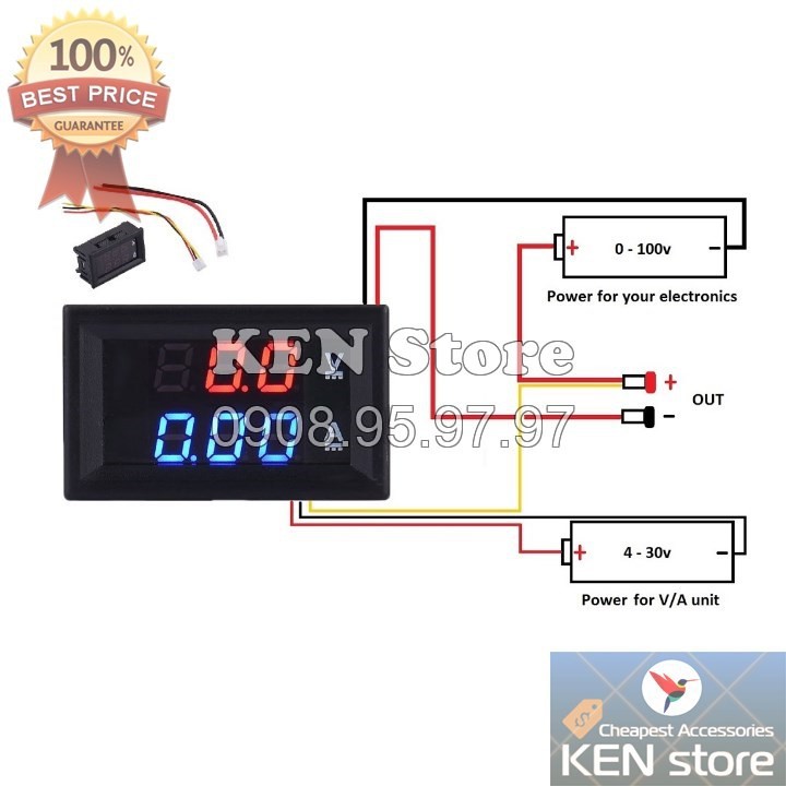 Đồng hồ đo Vol và Ampe, báo vol dành cho xe máy, ô tô, đo dòng điện