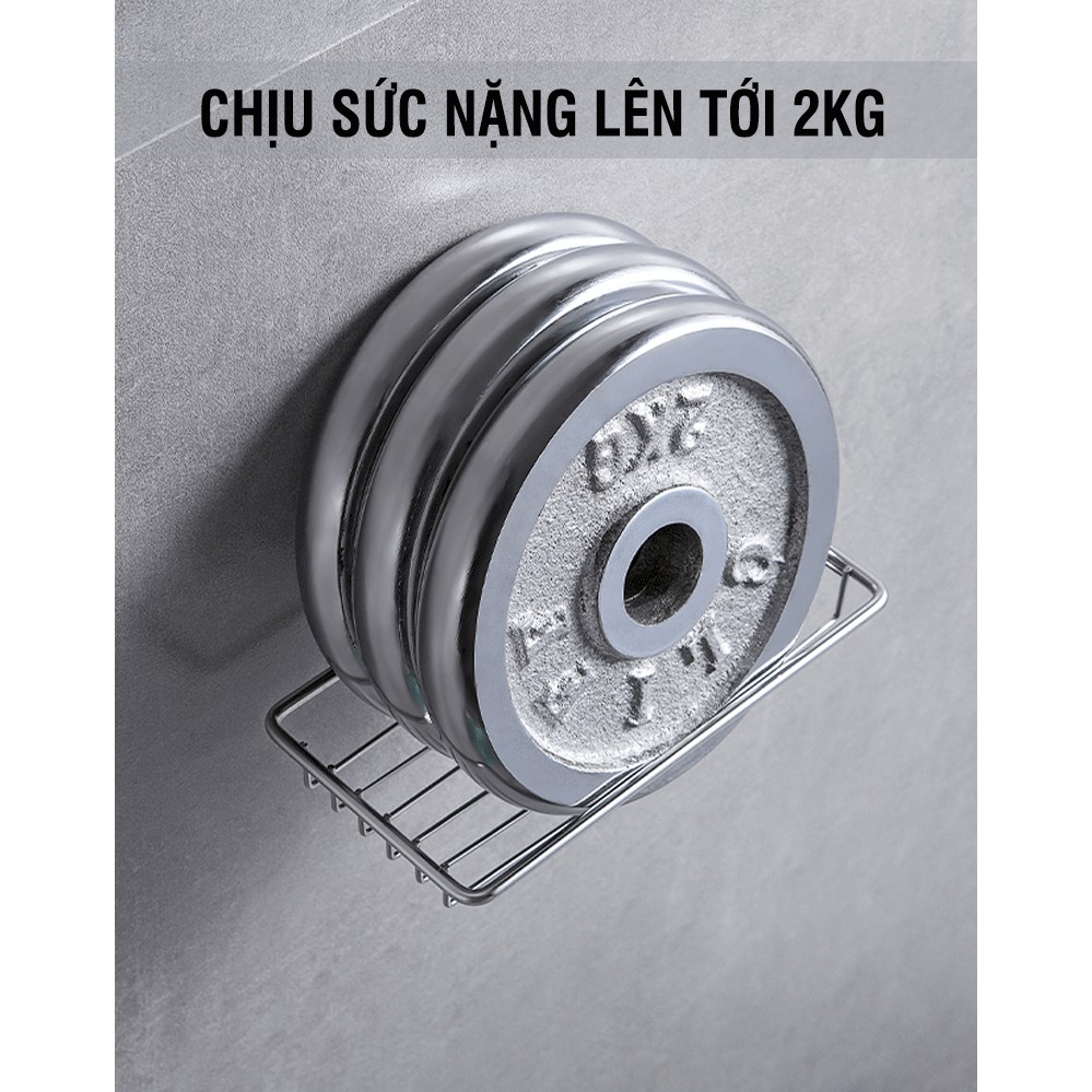 [KÈM MIẾNG DÁN]- Chịu lực 6KG Kệ để xà phòng tắm inox 304 chống han gỉ VKIT N11