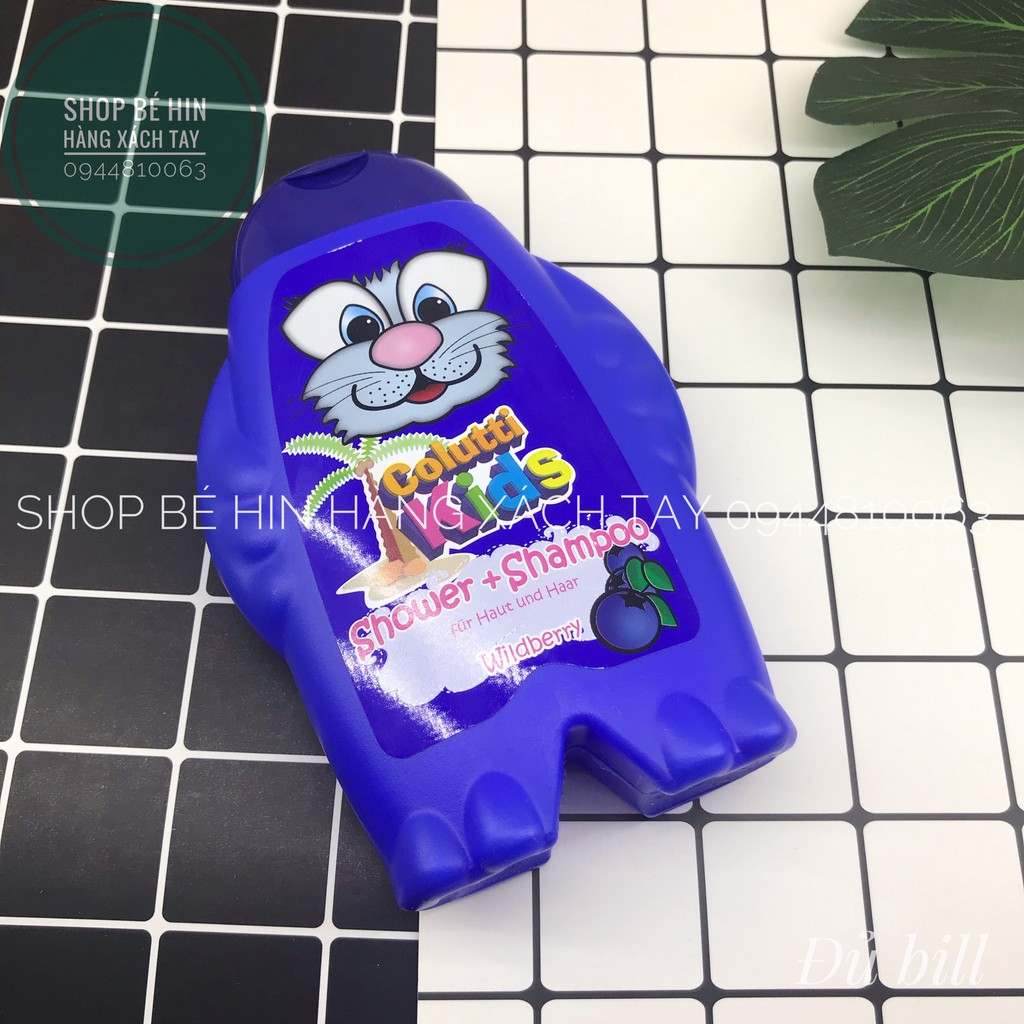 Sữa tắm gội trẻ em 2in1 Colutti Kids hương dâu rừng và anh đào, dưỡng ẩm dịu nhẹ, Hàng Đức chính hãng