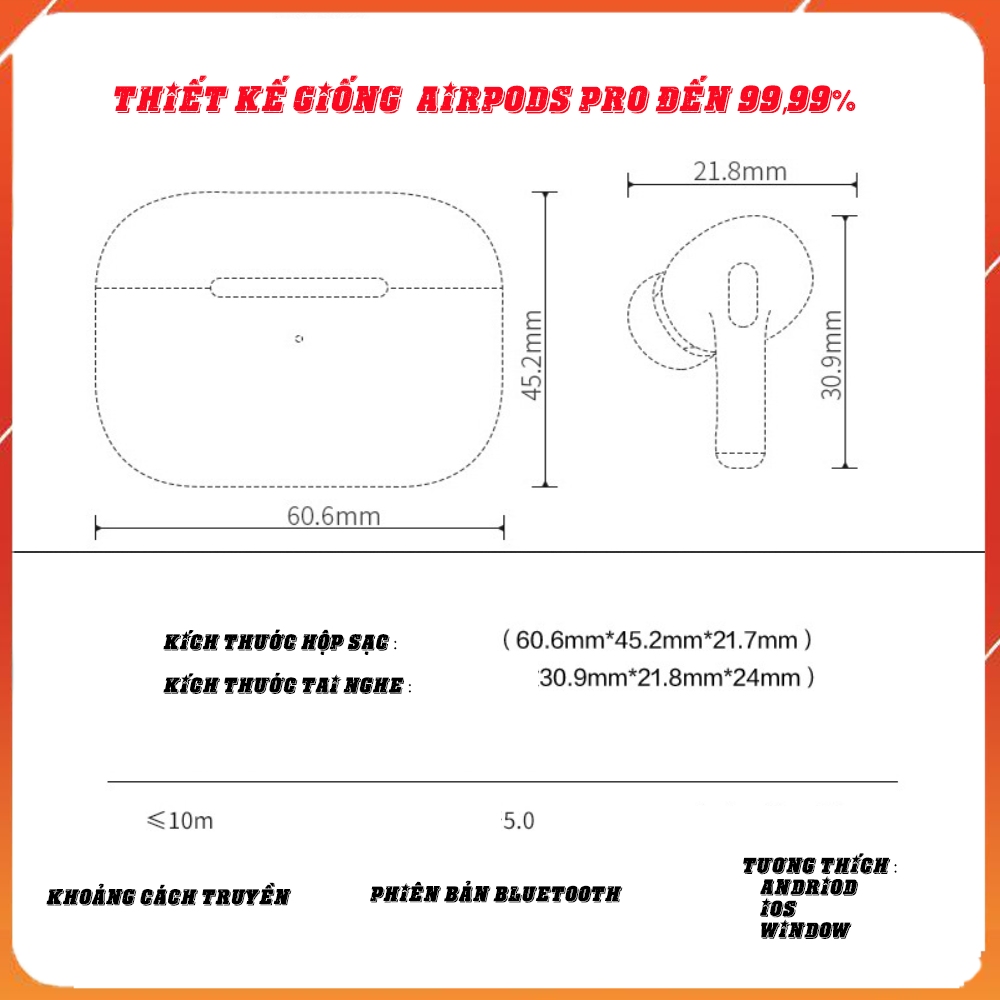 Tai Nghe Bluetooth Airpods pro TWS - 05  Định Vị Đổi Tên Sạc Không Dây Chức Năng Nguyên Bản 1:1