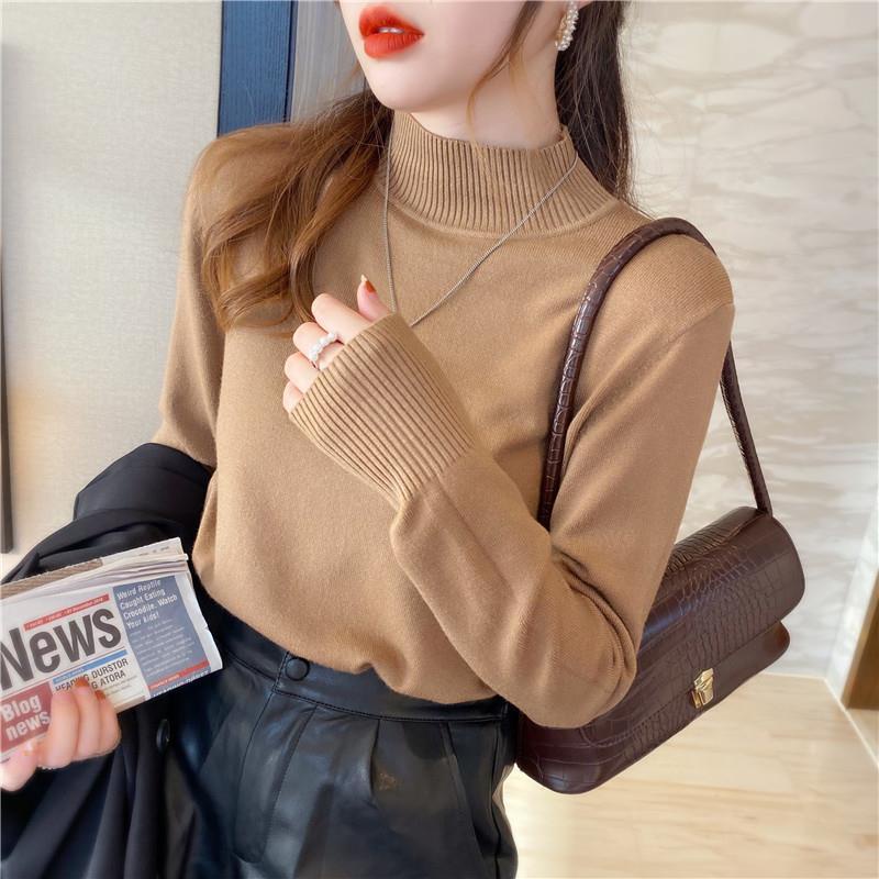 Áo Sweater dệt kim cổ lọ dáng rộng thời trang thu đông mới 021 cho nữ