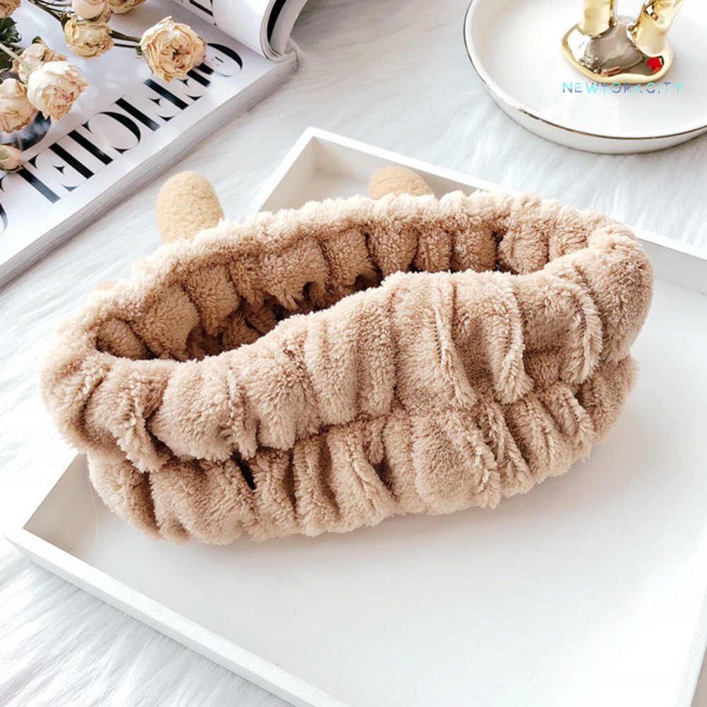 Băng Đô Rửa Mặt Trang Điểm Co Giãn Mềm Mại Hình Sừng Hươu Giáng Sinh Cho Nữ