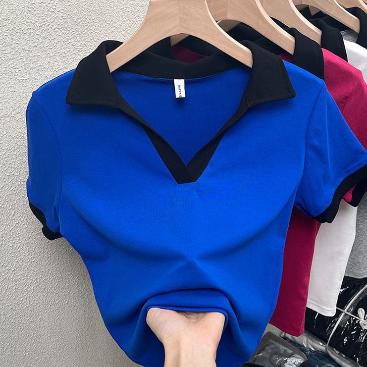 Áo thun polo ngắn Millidr tay ngắn cổ chữ V tùy chỉnh thời trang cho nữ