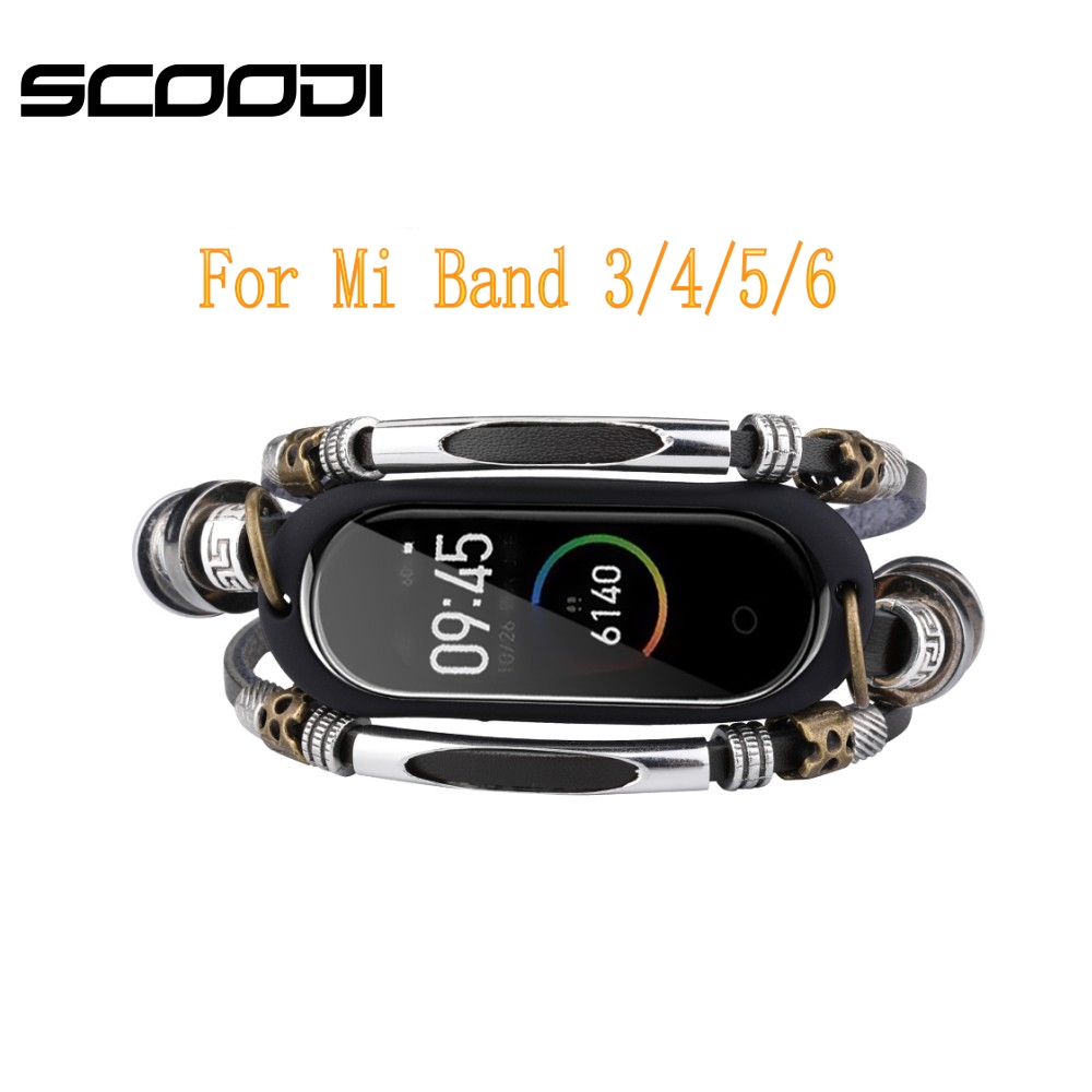 Dây đeo bằng vải da đính hạt cho đồng hồ thông minh Xiaomi Mi Band 6 5 4 3