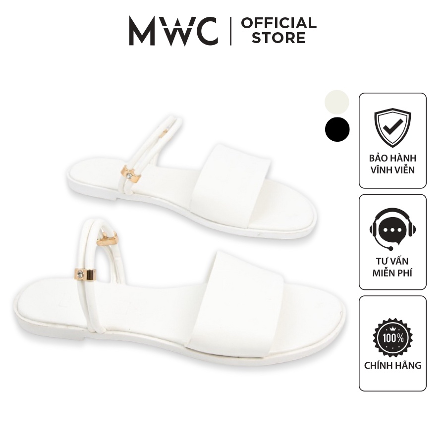 Giày MWC 2525 - Giày Sandal Đế Bệt, Giày Sandal Quai Da Ngang Bản To Đế Bệt Hot Trend
