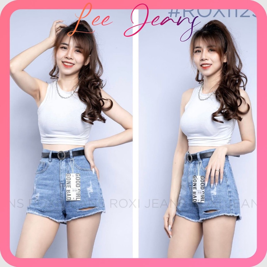 Quần Short Jean Nữ Rách Cá Tính Lưng Cao Không Giãn LS125 Hình Thật Video Thật