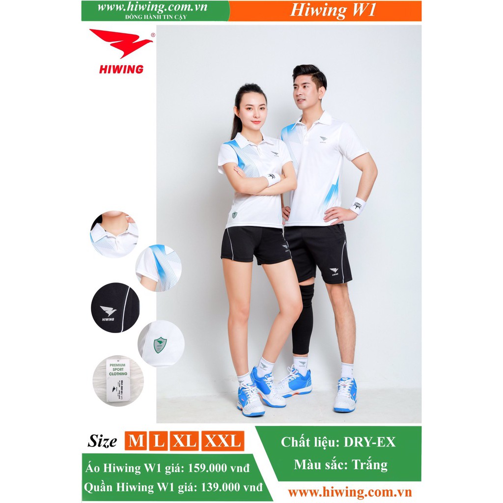 Áo cầu lông 💎𝗙𝗿𝗲𝗲 𝘀𝗵𝗶𝗽💎 áo cầu lông nam nữ Hiwwing W1 - Bull Sport VN