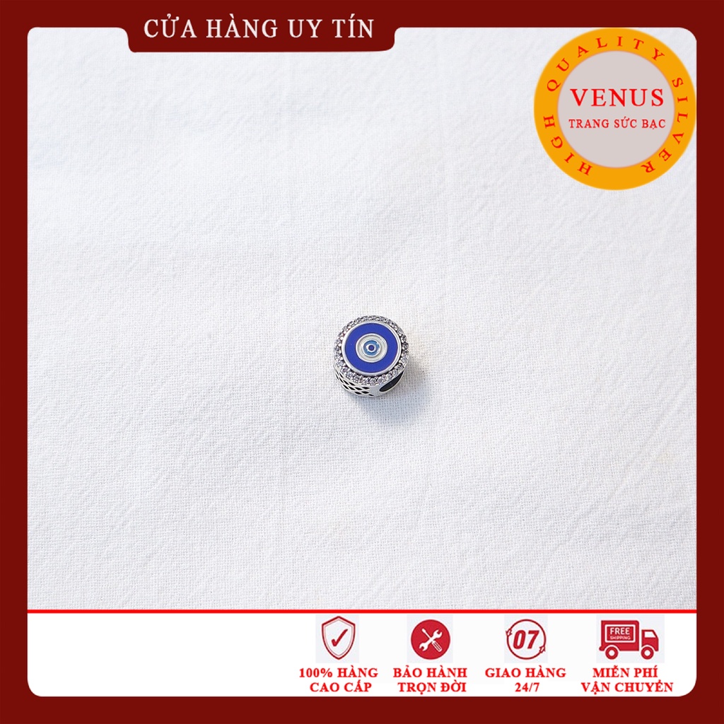 Hạt charm trụ tròn hình mục tiêu- Bạc 925 cao cấp- Trang sức bạc Venus