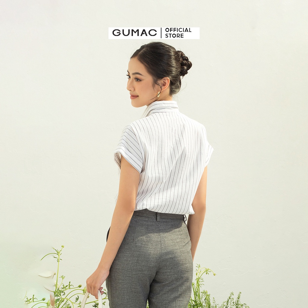[Mã WABRGUM giảm 10% tối đa 30K đơn 99K] Áo sơ mi công sở nữ tay ngắn thời trang GUMAC chất liệu Linen cao cấp AC03068