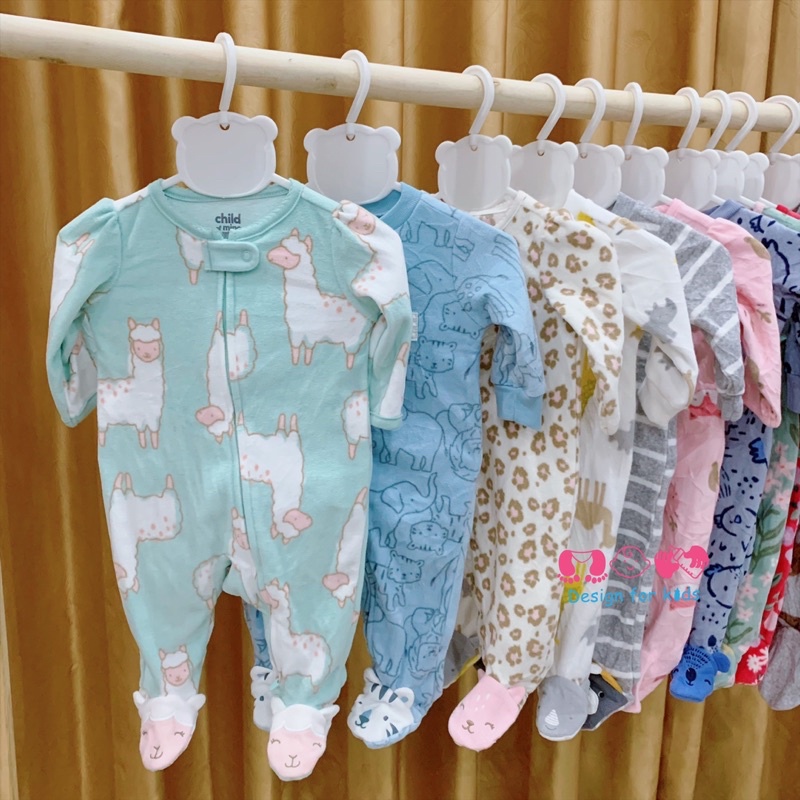 Sleepsuit bộ body dài tay liền tất nỉ bông mềm mịn hàng xuất dư cho bé