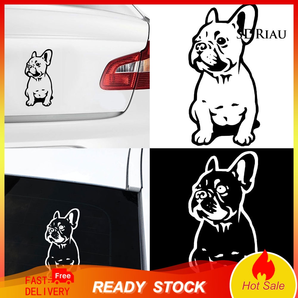 Miếng dán phản quang hình cún bull vui nhộn trang trí xe hơi