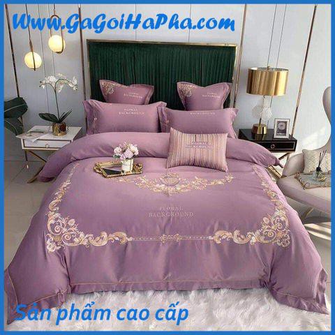 Bộ chăn ga gối lụa hoàng gia Background cao cấp, bộ ga giường lụa cao cấp đẹp