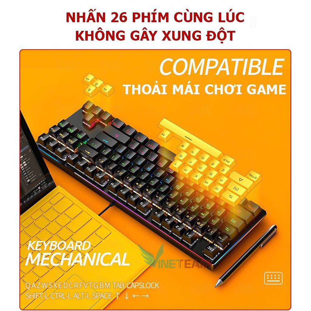 Bàn Phím Cơ Gaming K400 Led siêu đẹp - 10 Chế Độ Khác Nhau- Máy Tính PC - Laptop- Chuyên Game -dc4711
