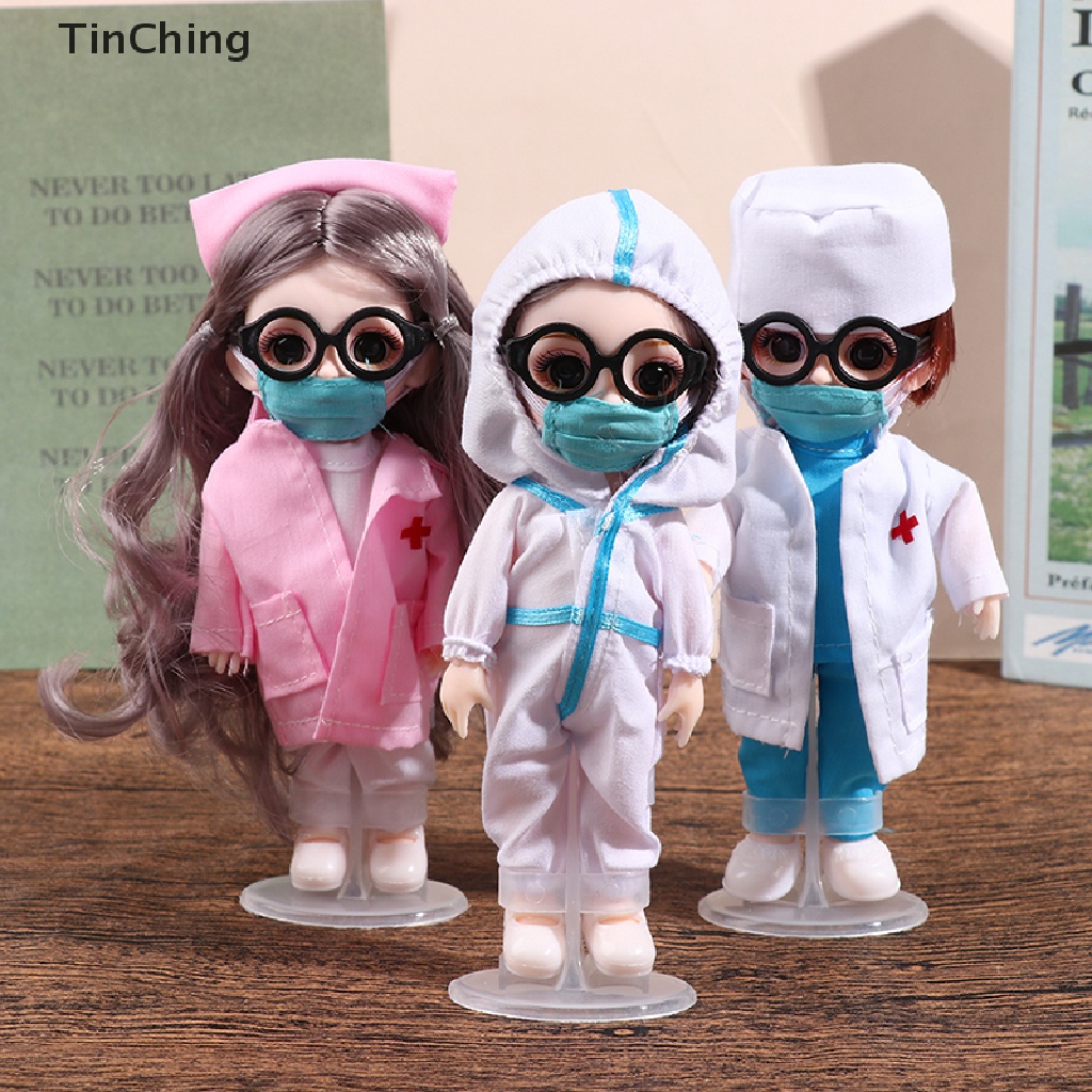 Bộ Đồ Bảo Vệ Y Tá / Bác Sĩ / Y Tá Màu Trắng Xinh Xắn Kích Thước 17cm Cho Búp Bê