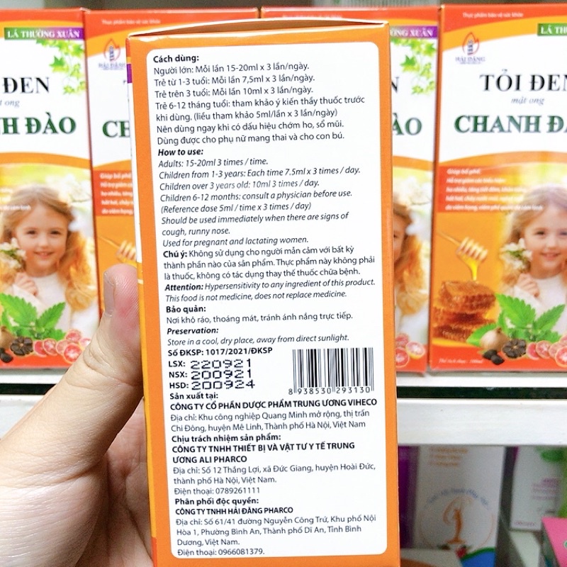 Siro ho Tỏi đen mật ong chanh đào giảm ho, bổ phế (Chai 125ml)