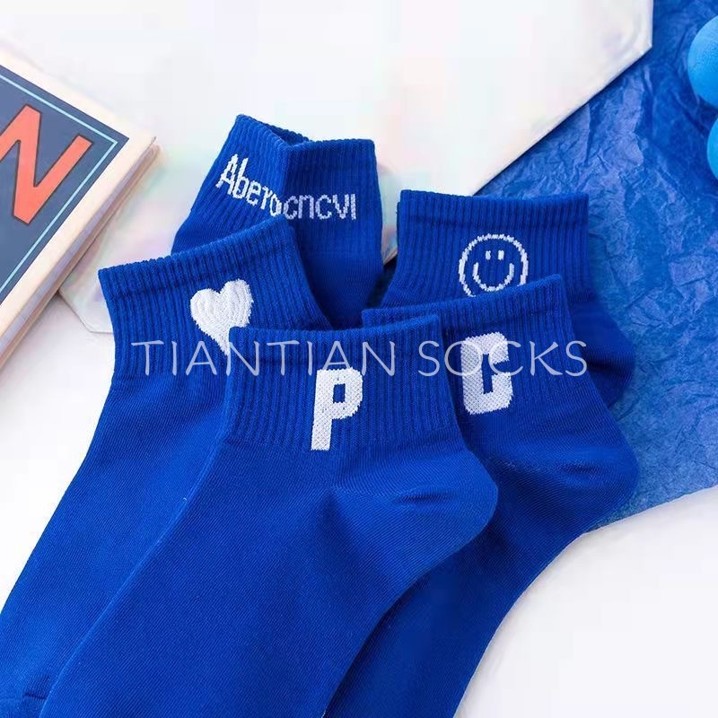 TIAN TIAN T164 Vớ nữ ngắn cổ Thể Thao cotton Cổ Thấp Màu Xanh Dương Thời Trang Xuân Hè Cho Nữ