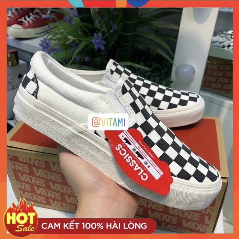 Giày Vans Caro - Giày lười Slip On Nam Nữ Thể Thao đủ phụ kiện Freeship