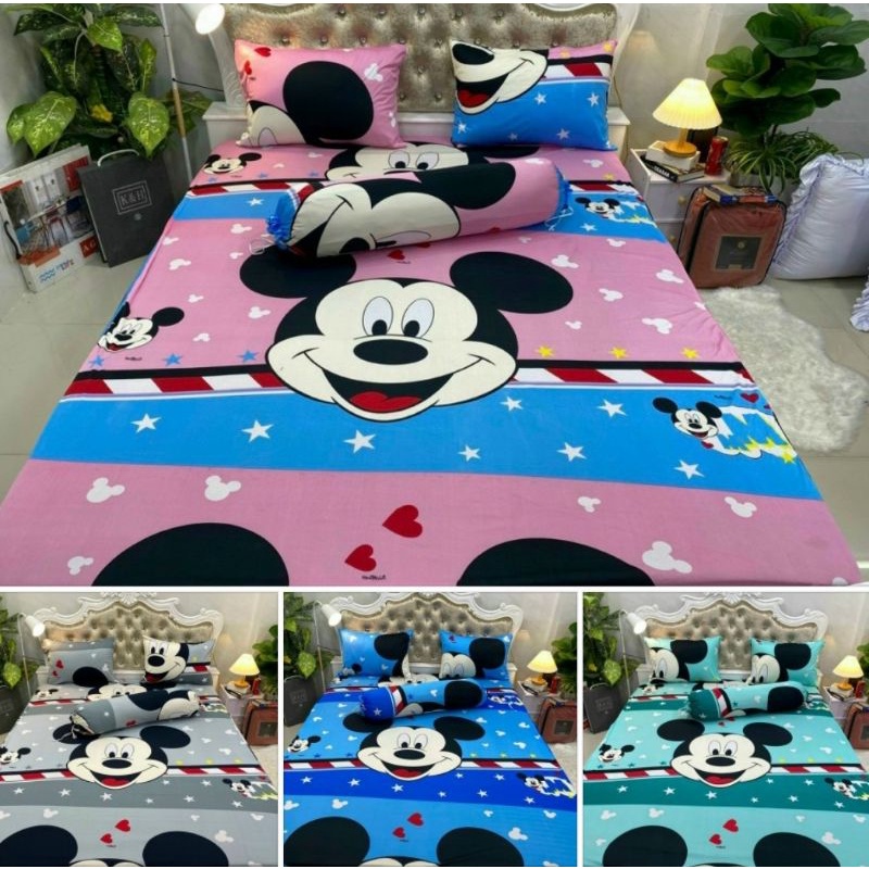 BỘ 4 DRAP GA THUN LẠNH HÀN  KITTY CHOP ĐÁNG YÊU XINH XẮN