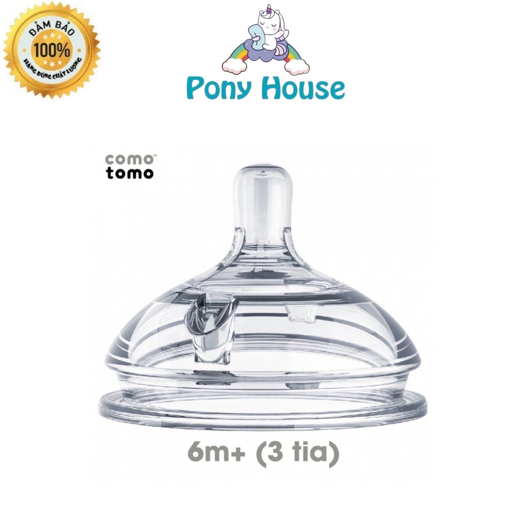Núm Ti Bình Sữa Comotomo Silicon Chính Hãng, Núm Vú Bình Comotomo 1, 2, 3 tia, chữ Y cut