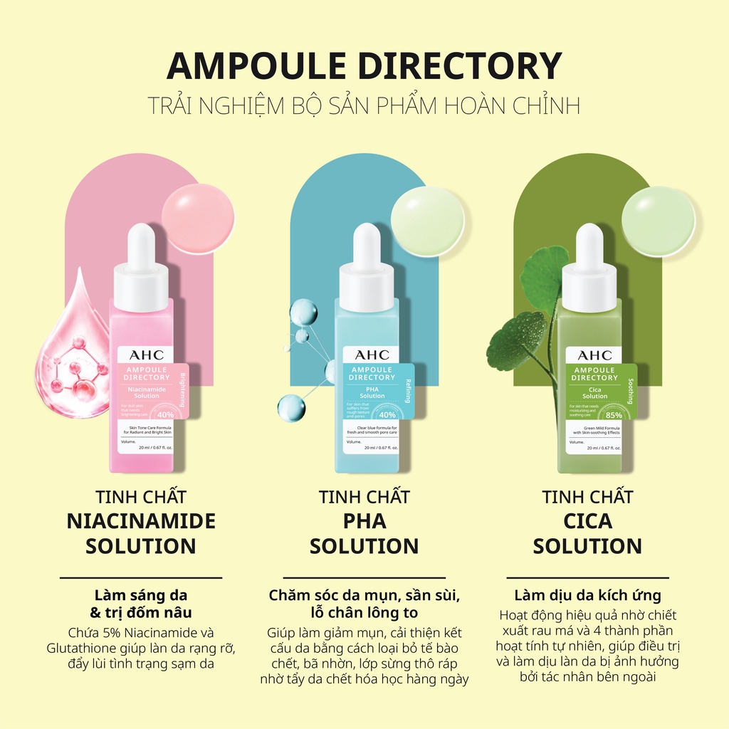 Tinh Chất Cô Đặc Mờ Thâm Nám &amp; Dưỡng Trắng AHC Ampoule Directory Tranexamic Solution 20ml