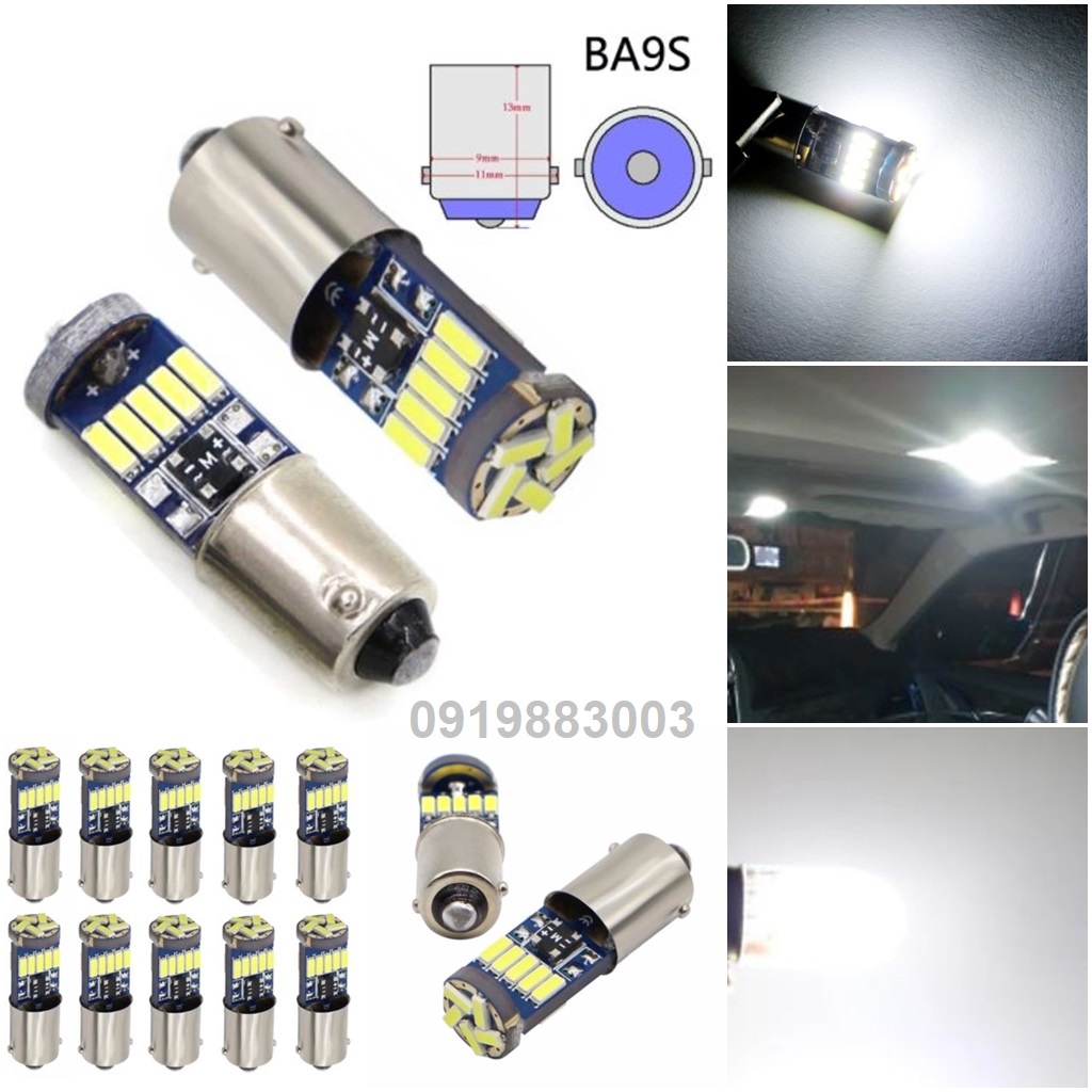 Set 2 bóng đèn BA9S LED 15smd 4014 thay thế bóng đèn trần ô tô trước Innova Fortuner 2006 đến 2012