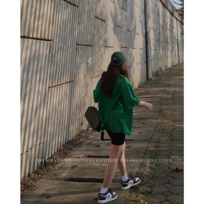 [NEW] [Hàng Sẵn, Ảnh Thật] Áo Sơ Mi Trơn Cộc Tay 1 Túi Ngực Form Rộng Dáng Unisex Rubystore Màu Xanh Lá Hottrend 2022