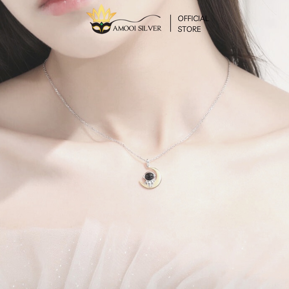 Dây Chuyền Bạc S925 Phi Hành Gia Đính Kèm Trăng Và Sao - Amooi Silver AD149