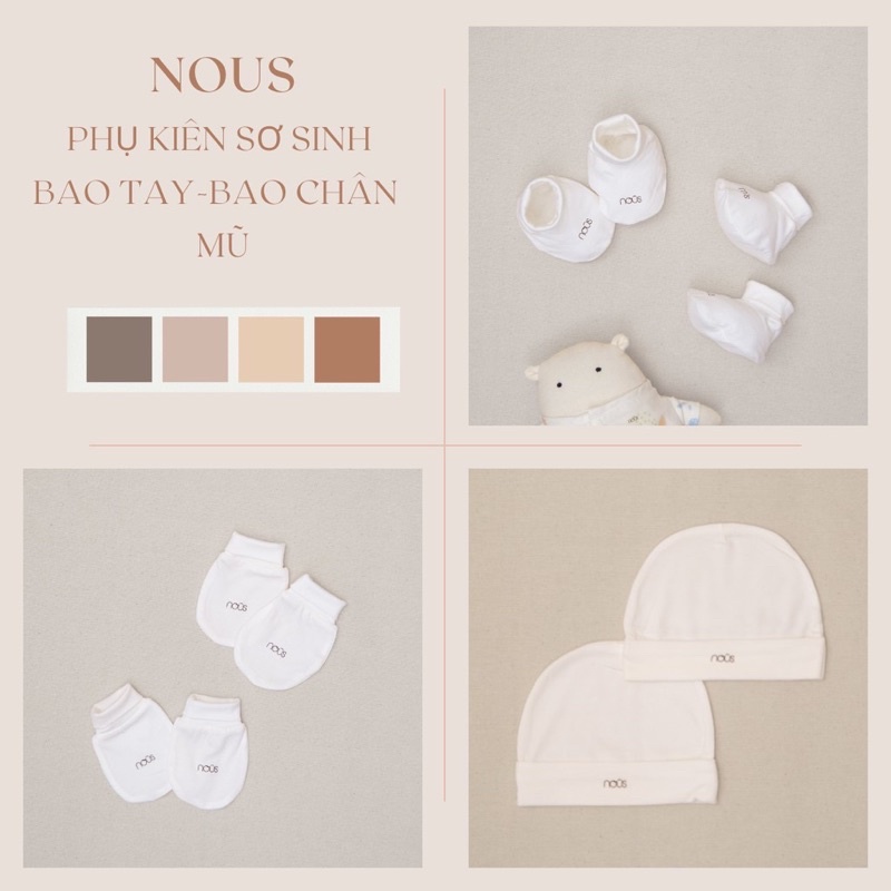 Nous set mũ, bao tay chân cho bé sơ sinh