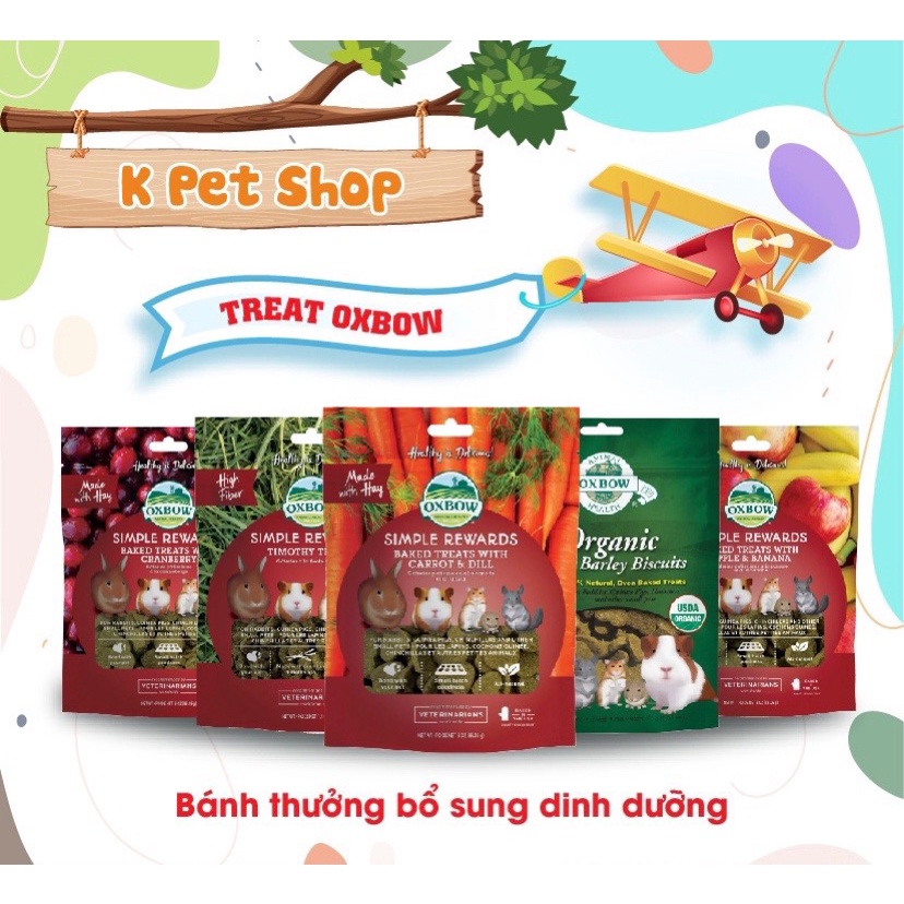 Bánh Cỏ Oxbow Treats túi nhỏ  SIMPLE REWARDS OXBOW Mài Răng Cho Thỏ, Bọ, Hamster, Chinchillas