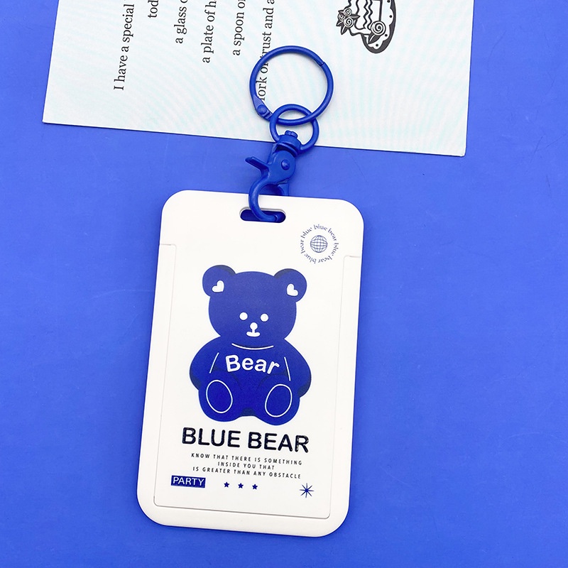 Bao Da Đựng Thẻ ID Màu Xanh In Chữ Klein Kèm Móc Khóa Tiện Dụng Cho Học Sinh