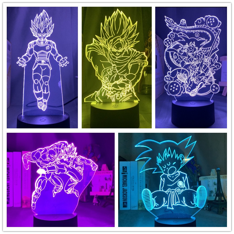 Đèn Ngủ LED 3D 7 Màu Hình Nhân Vật Vegeta Goku Trong Phim Dragon Ball