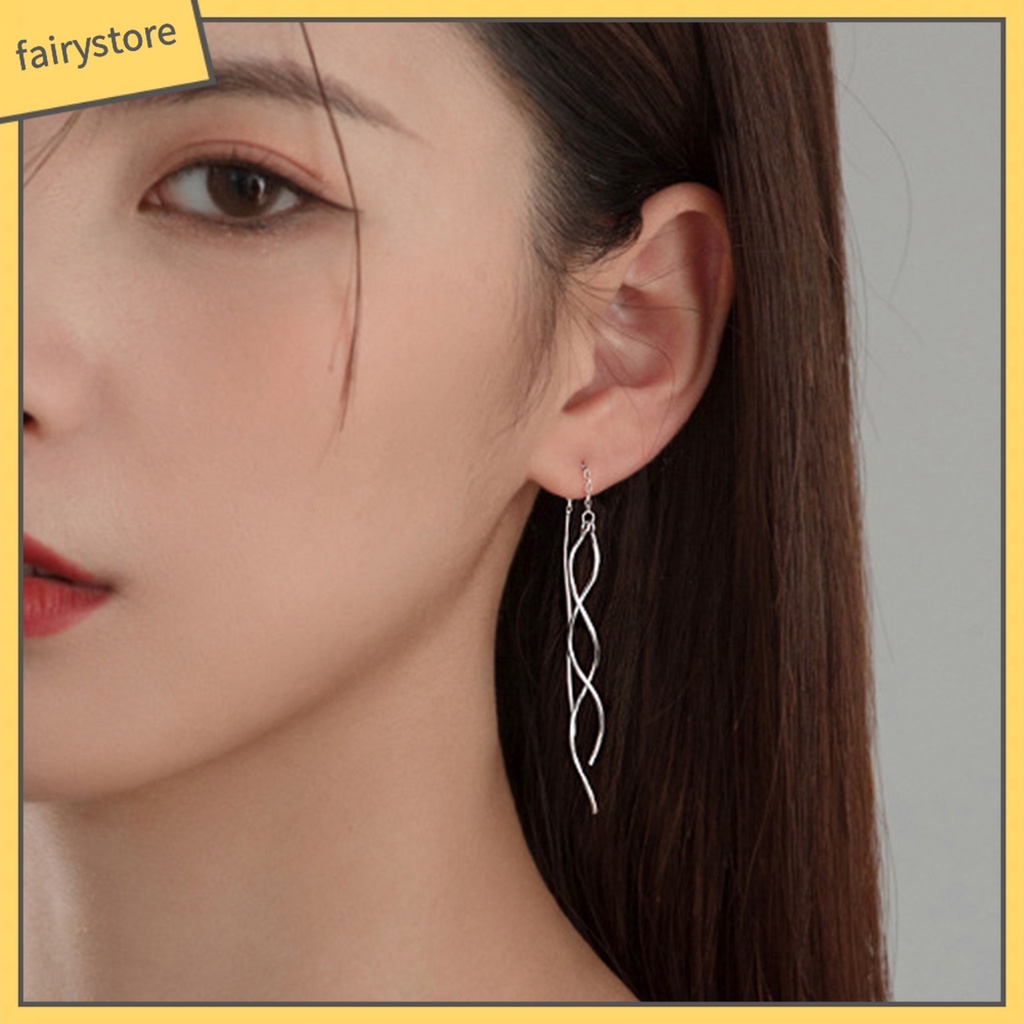 1 Đôi Bông Tai Dạng Xoắn Sáng Bóng Dễ Phối Đồ Thời Trang Dự Tiệc Cho Nữ