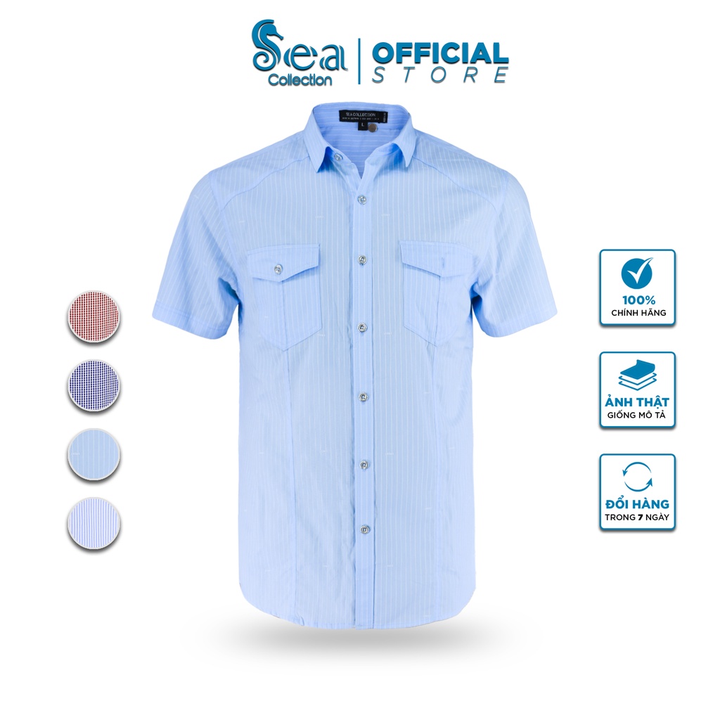 Áo Sơ Mi Nam Caro Sọc Ngắn Tay 12107 Sea Collection
