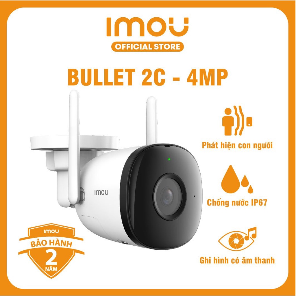 Camera Wifi Imou Bullet 2C (4MP) I Phát hiện con người I Chống nước IP67 I Ghi hình có âm thanh I Bảo hành 2 năm