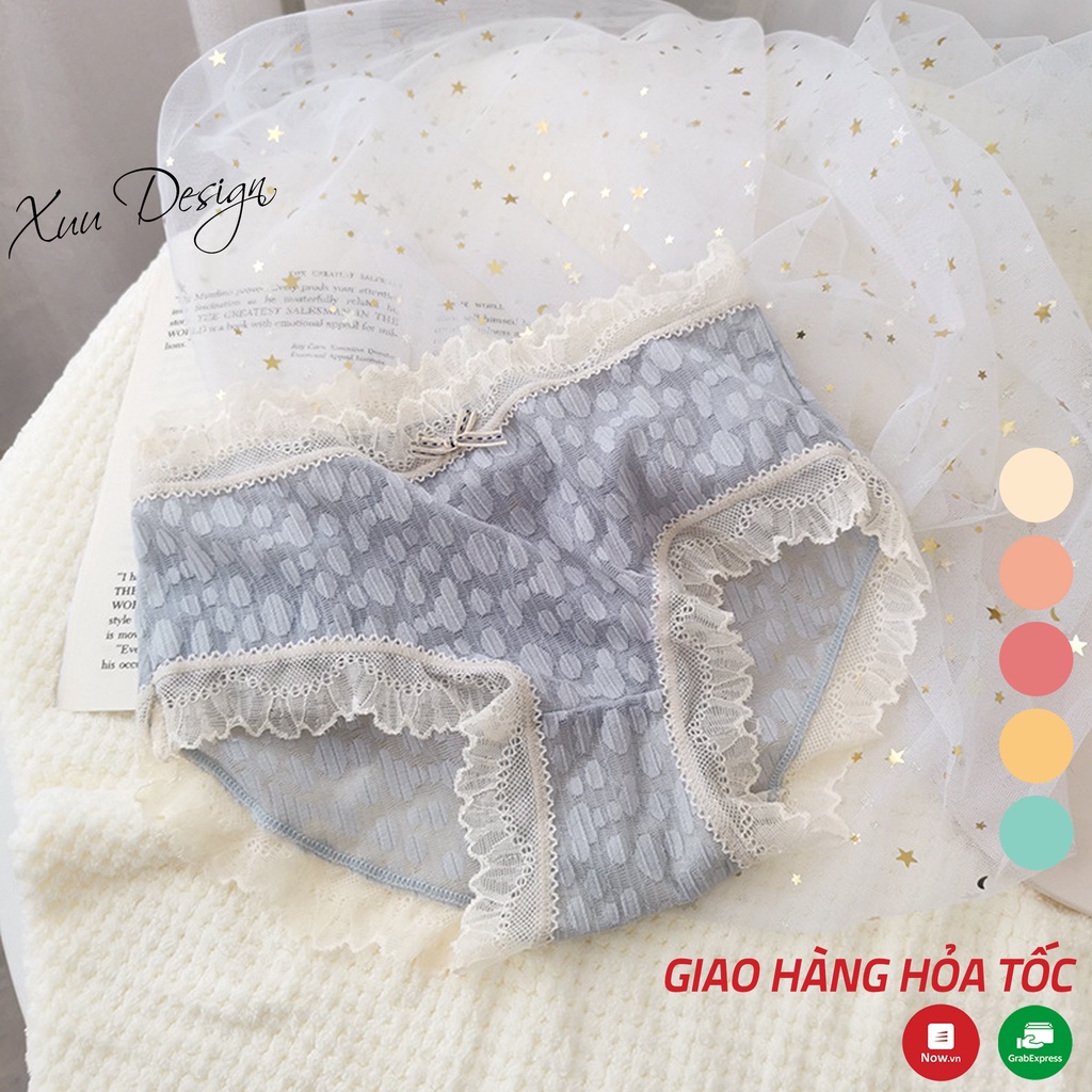 Quần lót nữ cao cấp họa tiết Xuu phối ren nơ mềm mại nữ tính QC75