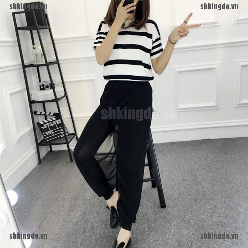 Quần dài ống rộng phối xẻ tà thời trang cho nữ