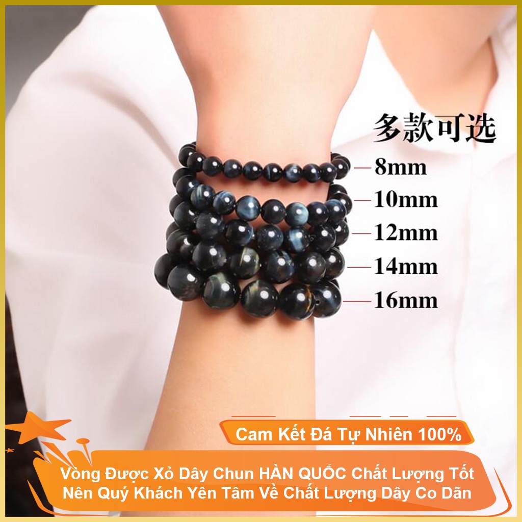 Vòng đá phong thủy may mắn màu đen ánh xanh, vòng phong thủy đeo tay phù hợp cho nam và nữ - Tặng dây dự phòng, hộp đựng