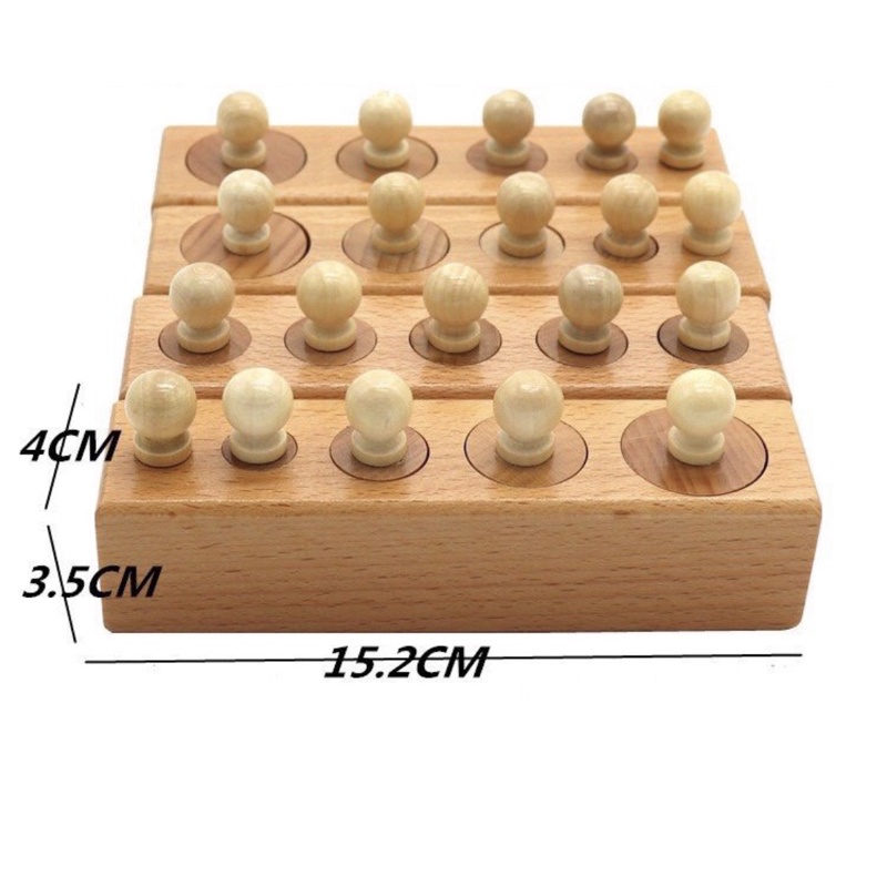 Bộ trụ có núm size mini- giáo cụ montessori - đồ chơi phát triển tư duy cho bé- đồ chơi gỗ an toàn