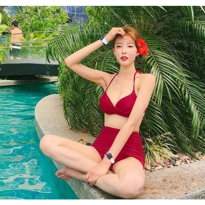 [Bikiniful] Đồ Bơi Tam Giác Cột Dây Lưng Cao Che Phủ Ngực Và Gọng Thép Phong Cách Hàn Quốc Quyến Rũ Cho Nữ