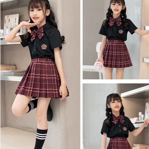 ❀Hàng giao ngay❀8-14 tuổi, quần áo trẻ em, Bộ Đồng Phục Nữ Sinh Hàn Quốc 2022 Phong Cách Mới Với Chân Váy Xếp Ly