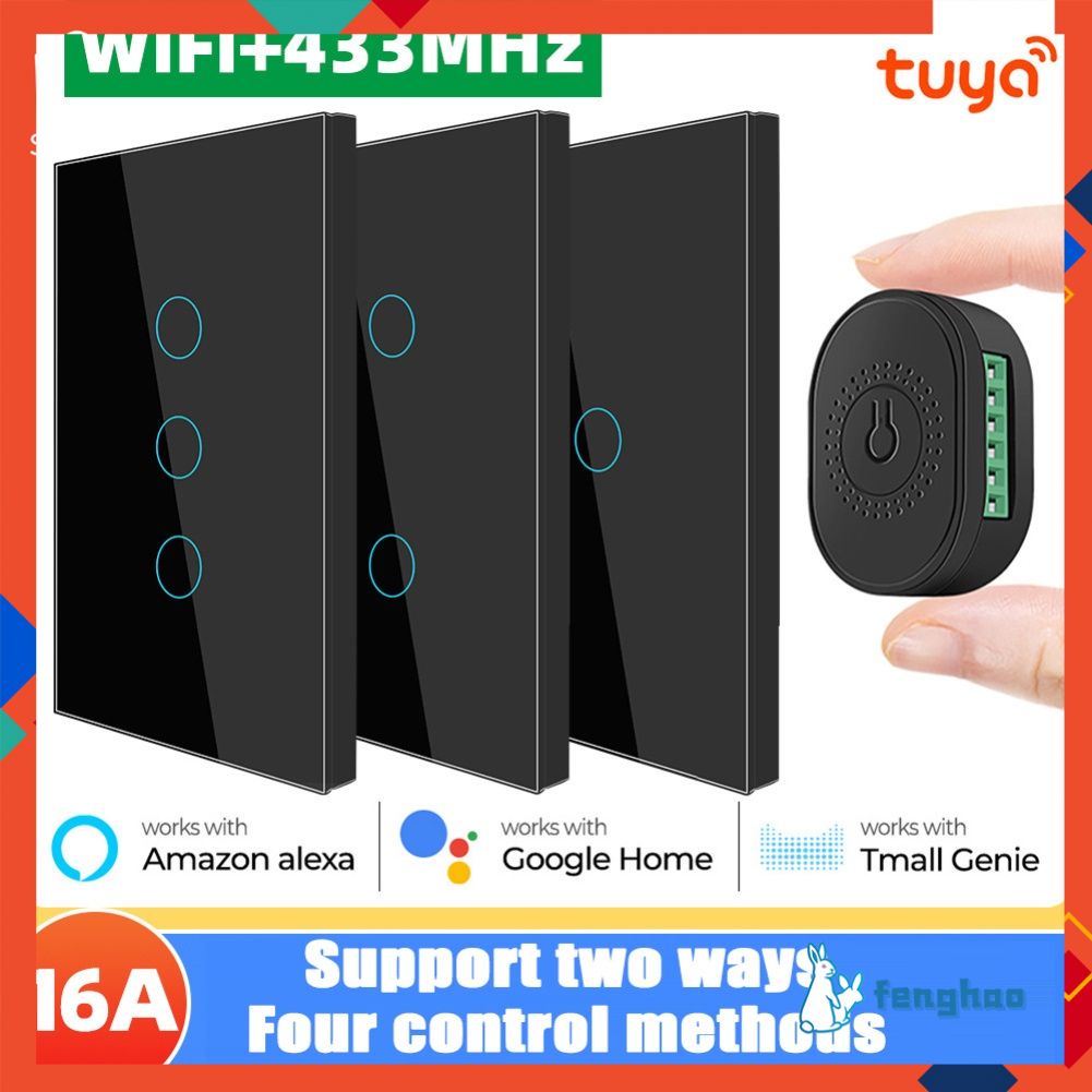 Tuya 16A Chuyển Đổi Thông Minh MINI Không Dây Wifi RF433 MHZ 2-cách điều khiển Tự Động Hóa Nhà Alexa Google Nhà