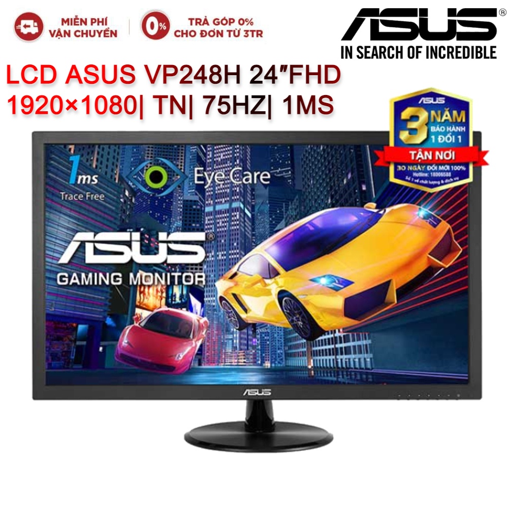 [ELMALL1TR giảm 5% Max 1TR] Màn hình máy tính LCD ASUS VP248H 24″FHD 1920×1080| TN| 75HZ| 1MS