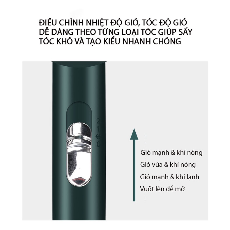 Máy Sấy Tóc 2 Chiều Nóng Lạnh Công Suất Lớn 2000W Gió Mạnh Tắt Tiếng Nhiều Chế Độ Sấy Công Nghệ Sấy Lạnh Và Ion Âm