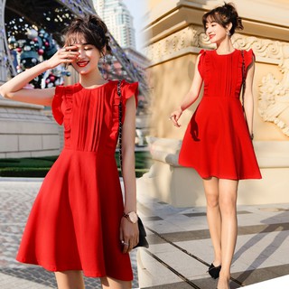 Váy xòe béo 2 bên ngực tay bồng cho người béo mập